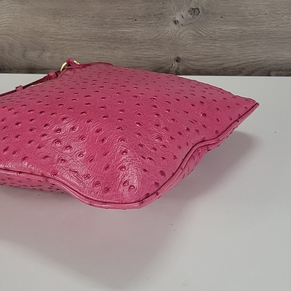 Brahmin Raspberry Mason Ostrich Embossed Leather Crossbody Bag New - Picture 6 of 16